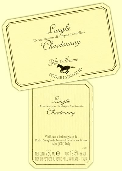 Etichetta Langhe Chardonnay D.o.c. [ fronte e retro ]