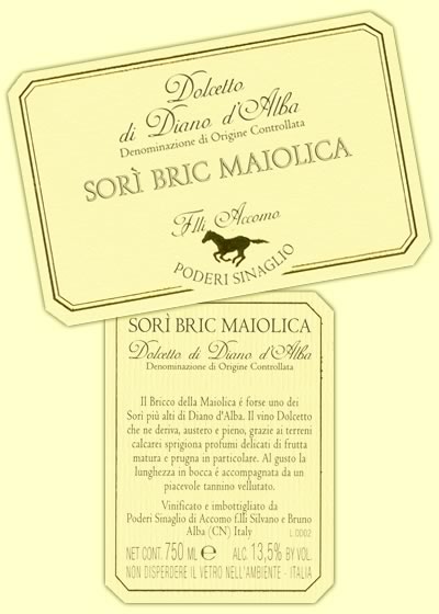 [ Labels ] - Dolcetto di Diano d'Alba "Sorì Bric Maiolica" D.o.c. [ fronte e retro ]